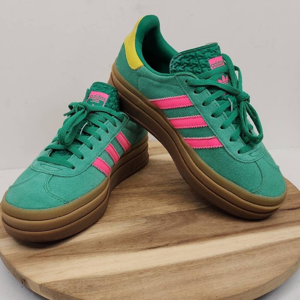 adidas Gazelle Bold Athletic Shoe - Court Green / Lucid Pink Womens Size 6 - Picture 7 of 11